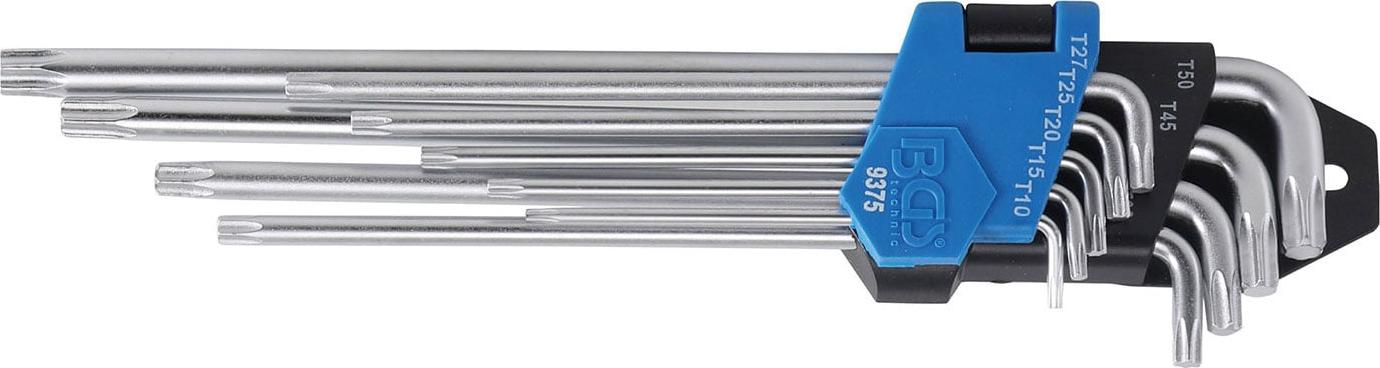 BGS technic BGS 9375 Winkelschlüssel-Satz, extra lang + extra kurz, T-Profil (für Torx) T10 - T50, 9-tlg.