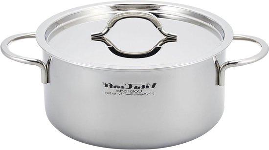 OEM Gietijzeren Kochtopf - Langsames Kochen - Hitzebehaltende Kochschüssel - 4,1 Liter 22cm - Silber 2026