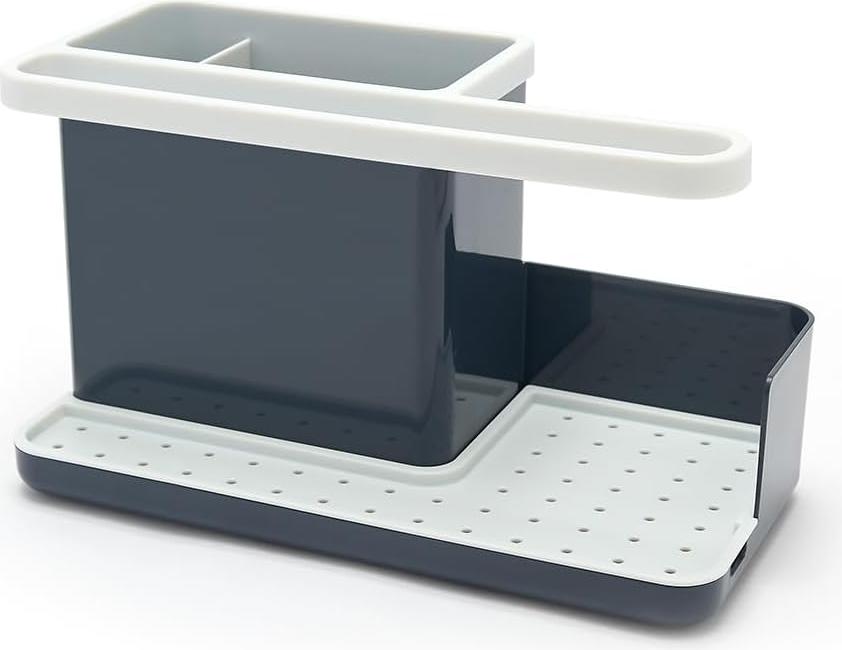 Markenlos Opbergbakje Gootsteen/Caddy - Aanrechtorganizer mit entferntem Abtropfbehälter - Grau und Weiß Gootsteen Organizer