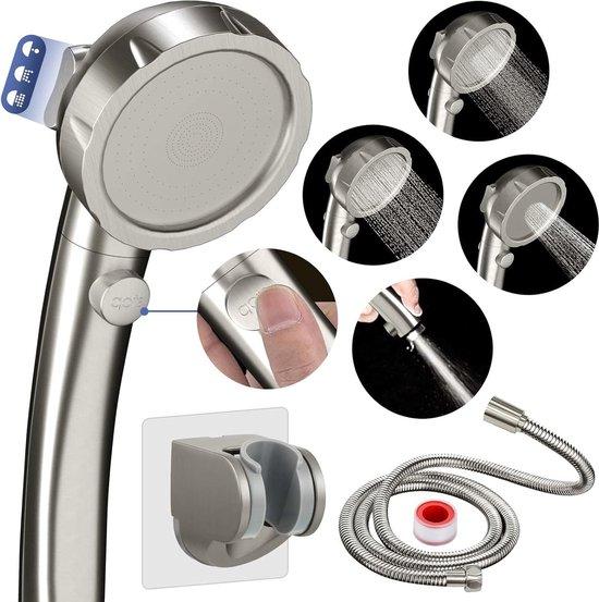 Famanu Duschkopf Wasser- und Energieeinsparend - 3 Strahlarten - Abnehmbar - Chrom SHSHOP
