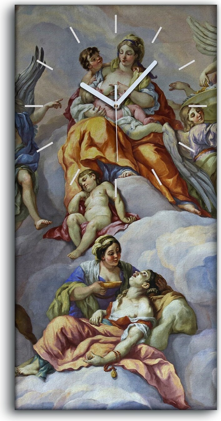 coloray Wohnzimmer-Bild Leinwand Uhr Quarz 30x60 Wien Architektur Barock Kirche Fresko - weiße Hände zcv-60400892-30x60-b