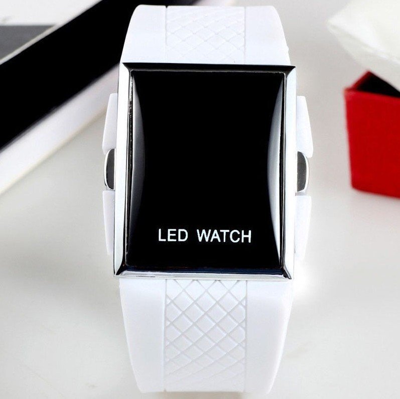 LED hodinky s športovým dizajnom Biele