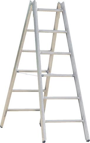 Josef Steiner Alu-Sprossen Stehleiter Mod. 000 - Sprossenanzahl: 2 x 6, Länge: 1,78 m 000-6