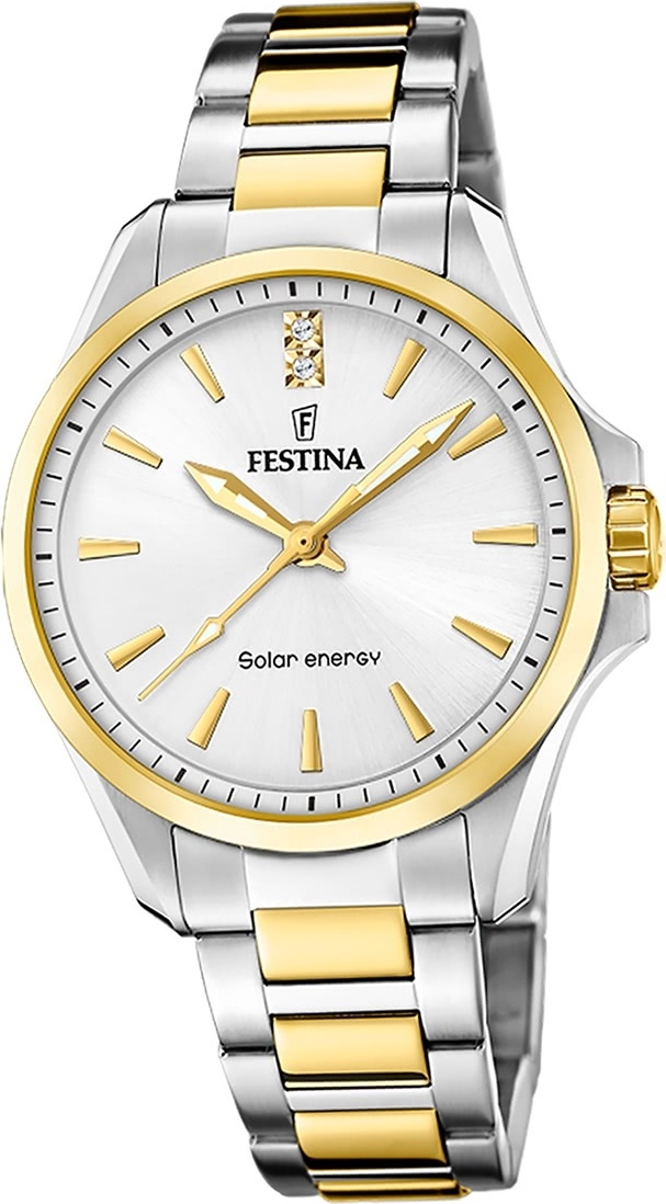 Festina dámske hodinky z ušľachtilej ocele strieborné zlato Festina Solar Energy solárne hodinky D2UF20655/2