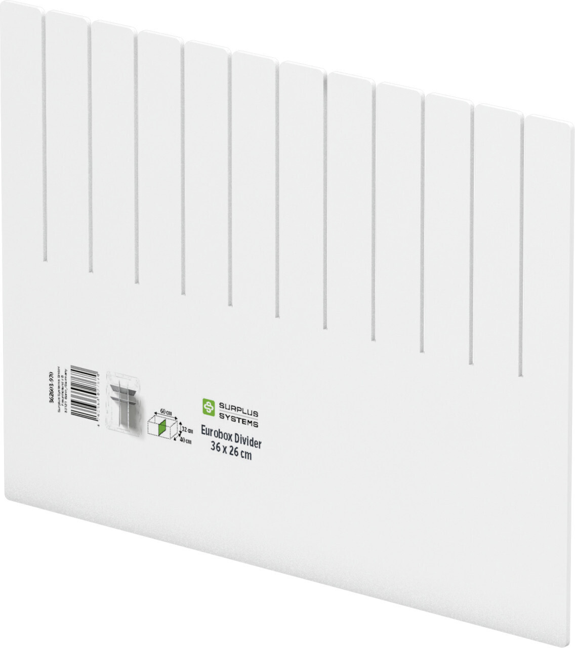 Surplus Systems Abtrenner für Eurobox 36 x 26 cm, weiß