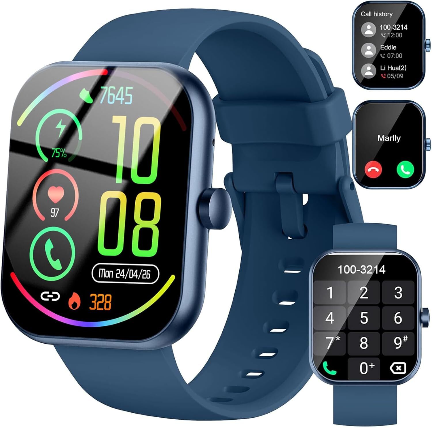 Fempoin Damen Herren Smartwatch mit Telefonfunktion Pulsmesser/Schlafmonitor Fitnesstracker Schrittzähler Fitness