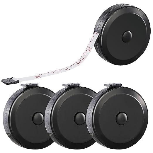 CybexaTrade 4 Stück Körpermaßband - Kleidermaßband - Maßband - 150 cm - Flexibles Maßband - Doppelskala - Zum Messen von Körperlänge und Kleidung - Schwarz