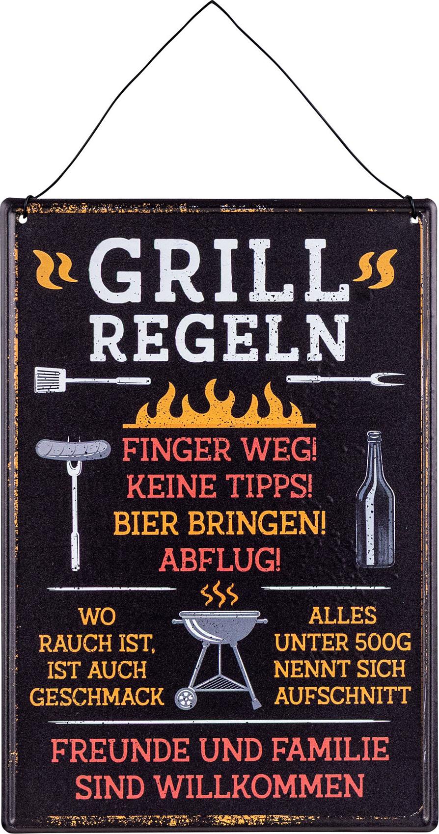 levandeo Spruchtafel Grillen H32cm Metallschild Grillregeln Garten Gartenschild Wanddeko