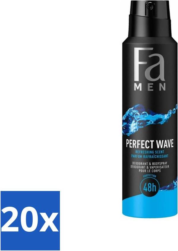 Fa Pflege Fa Men - Perfect Wave - Deodorant Spray - Erfrischender Duft - 150 ml - Vorteilspack - 20 Stücke 8721420