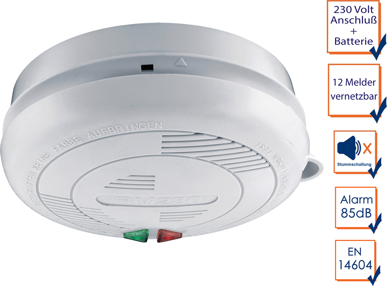 Smartwares Rauchmelder Elro RM230 Feuermelder für frühzeitige Raucherkennung weiss 10.014.65