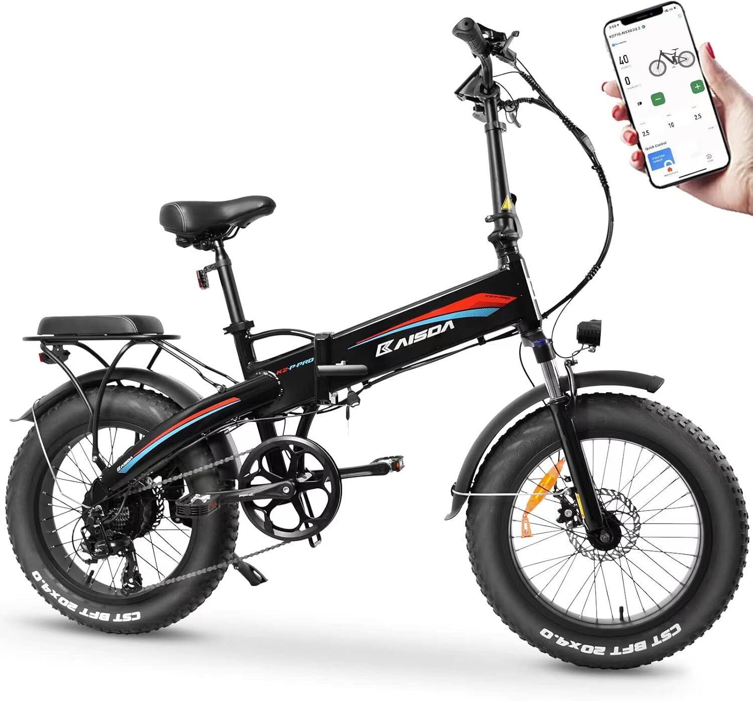 Elektrický bicykel, e bike skladací bicykel 20"×4.0" Fat Tire elektrický bicykel s 48V 15Ah odnímateľnou batériou, 7-rýchlostná prevodovka, aplikácia, LCD displej e-bike skladacie bicykle
