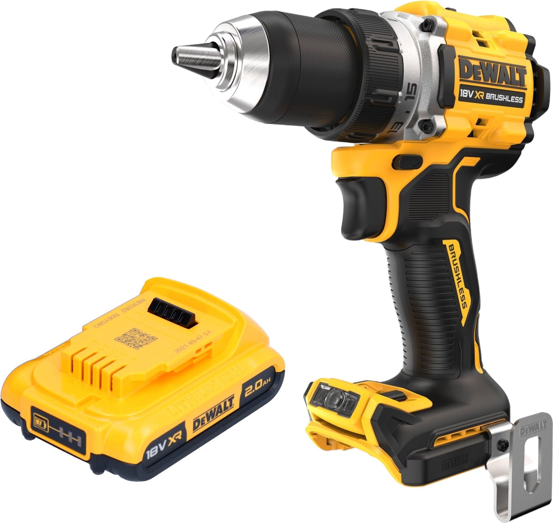 Akumulátorový vŕtací skrutkovač DeWalt DCD 800 N 18 V 90 Nm bez kefiek + 1x akumulátor 2,0 Ah - bez nabíjačky