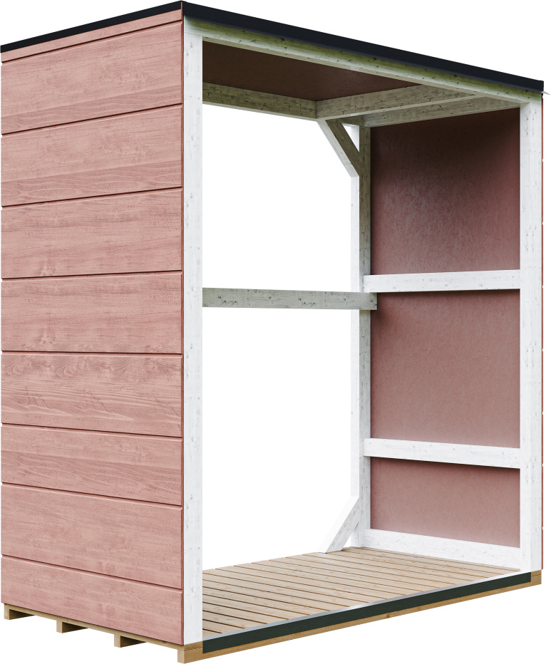 Drevený prístrešok na vonkajšie použitie 1,14 m² - 75 x 153 x H159 cm - TIMBELA M980-1-REDWOOD RED