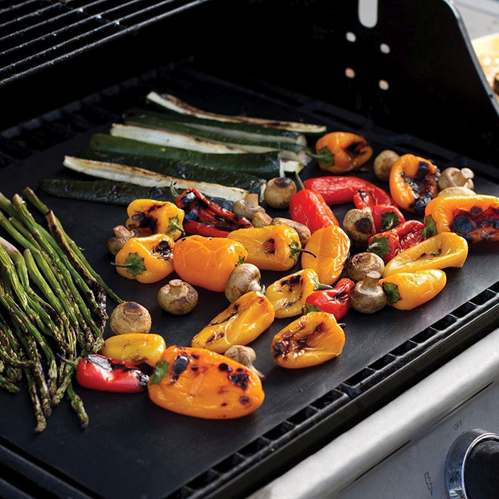 HAC24 Set Da 3 Tappetini Per Barbecue Antiaderenti In Fibra Di Vetro - Riutilizzabili, Adatti A Forno E Griglia, 40x33 Cm
