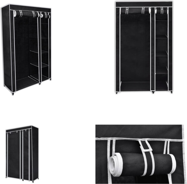 vidaXL Faltbarer Stoffschrank Schwarz 110 x 45 x 175 cm - Stoffschrank - Faltschrank - Stoff Kleiderschrank - Stoffschränke HL60719