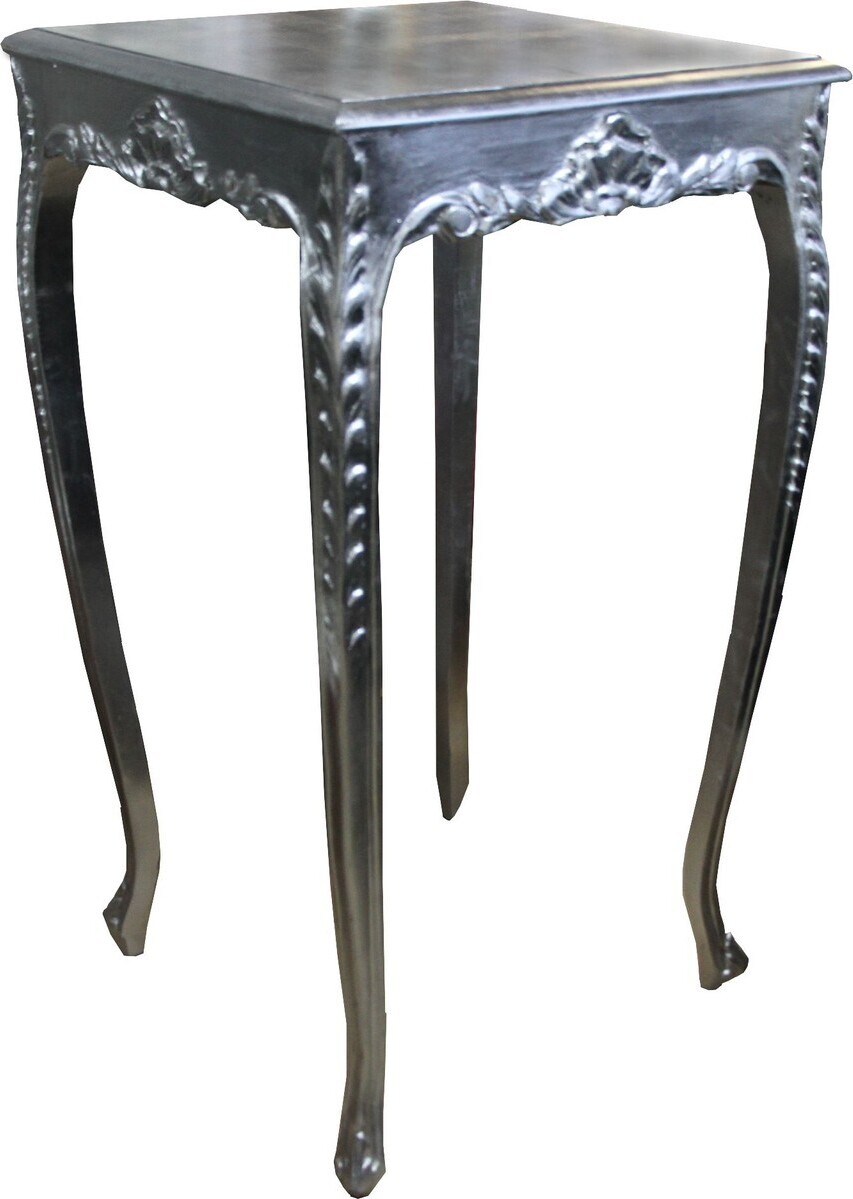 Casa Padrino Barock Bar Tisch Silber Höhe 112 cm, Breite 60 cm - Antik Möbel