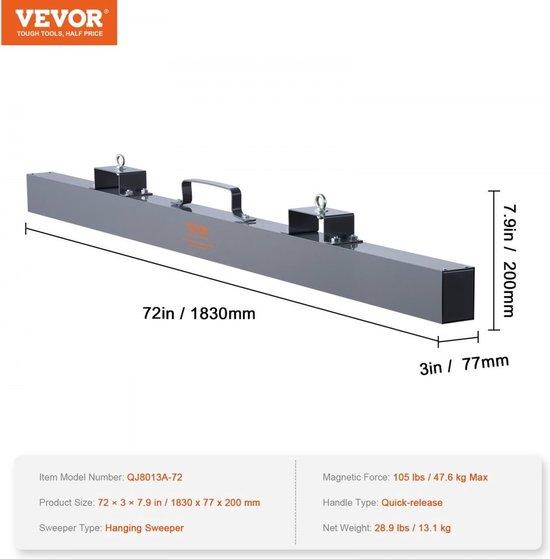 Famanu Magnetischer Besen 1830 mm - 47 kg Magnetkraft - Magnetische Spanensammlung für Werkstatt und Lager SHSHOP