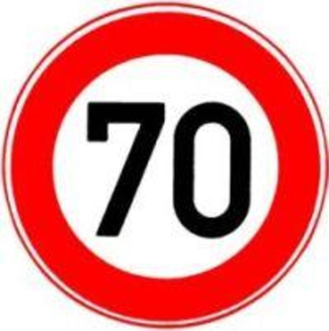 Sonstige Verkehrszeichen 274-70 Ronde 600 mm, 70 km/h, RAL-Gütezeichen Folie RA2