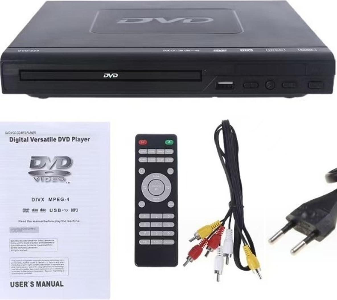 JedBesetzt Kompakter DVD-Player mit AV-Kabel, HDMI, USB-Eingang, UHD 1080P, 5.1 Stereo Surround, Region-Free CD-Player für Karaoke-Studien K-MM-2615-16