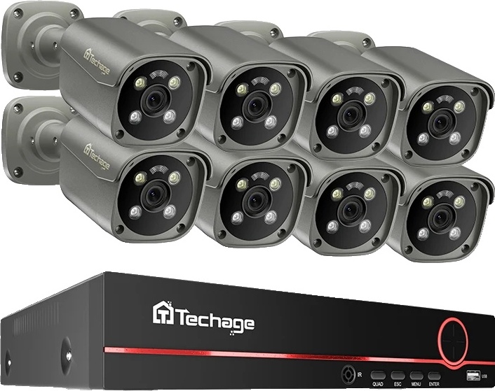 bezpečnostný kamerový systém 4K Ultra HD, AI detekcia človeka, funkcia interkomu, 1T, 8CH NVR a 8 kamier
