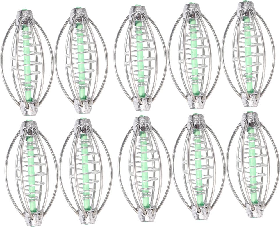 Gistuch 10pcs Edelstahlfeder Fischfuttermittelköder Käfighalter Tackle Accessoire mit Anhänger Beadxl 36G
