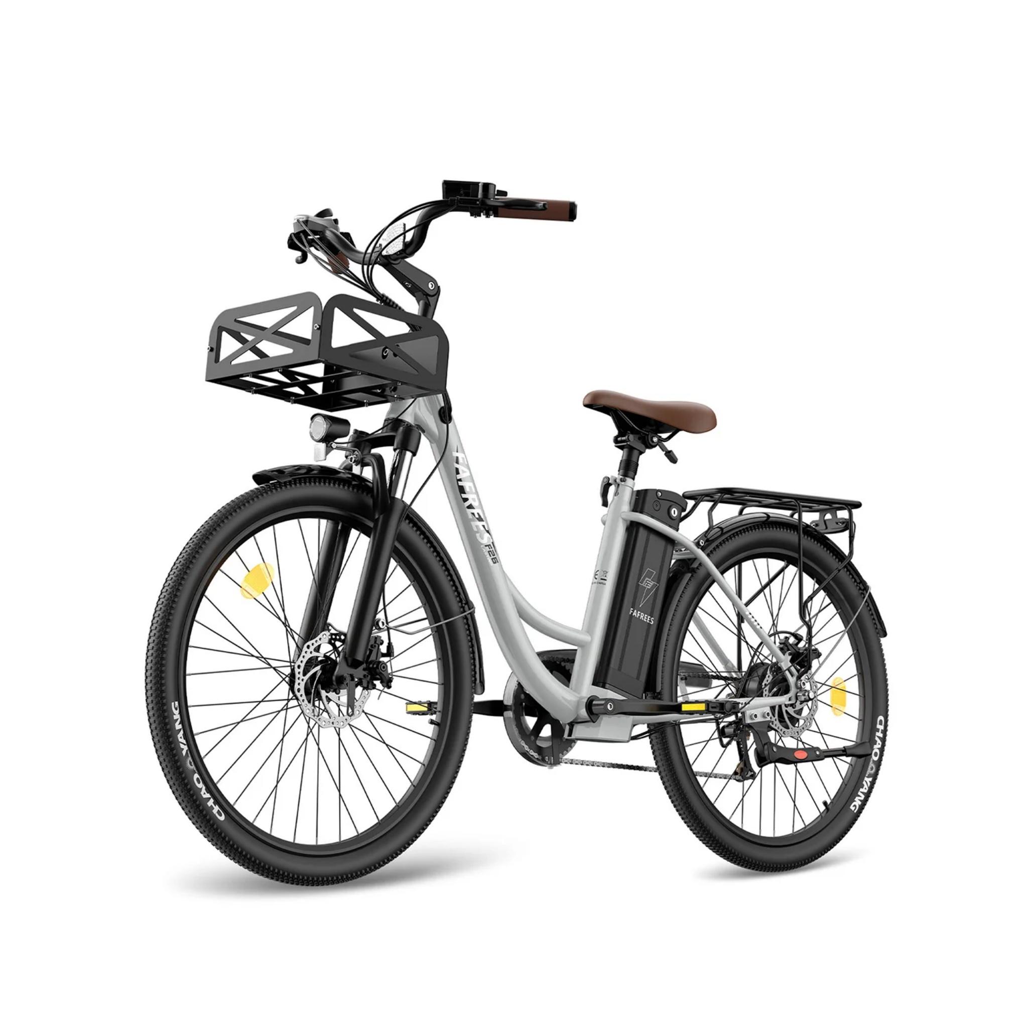 FAFREES F26 Lasting E-Bike – motor 250 W, batéria 36 V/25 Ah, pneumatiky 26 x 1,95 palca, mechanické kotúčové brzdy – sivá