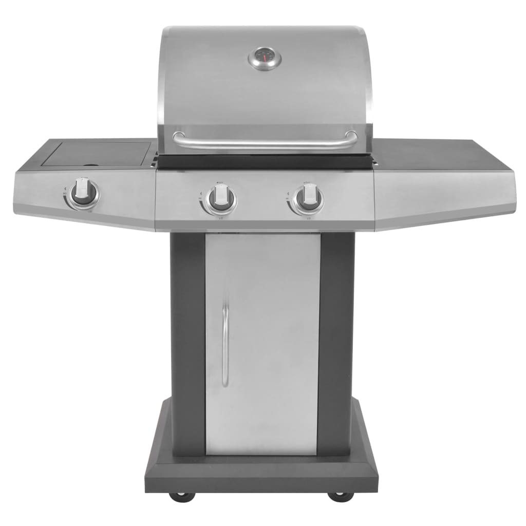 vidaXL Plynový gril 2+1 plameň čierny a strieborný
