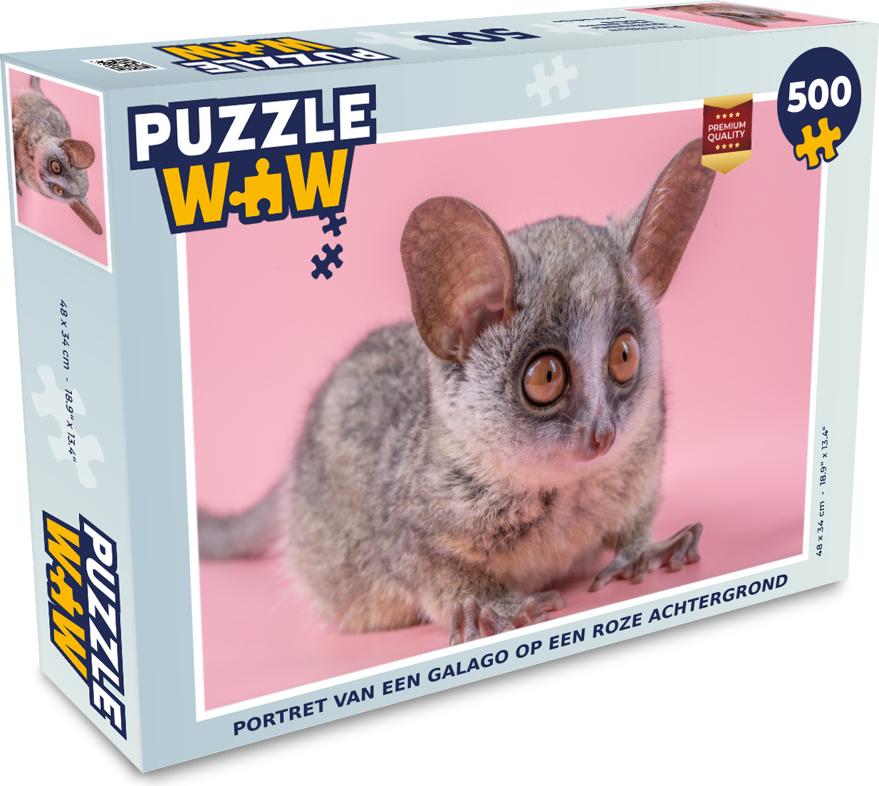 MuchoWow® Puzzle 500 Teile Porträt eines Galagos auf rosa Hintergrund - 500 Teile - Kinder - Selberbauen - Puzzlespiele 137|51158560