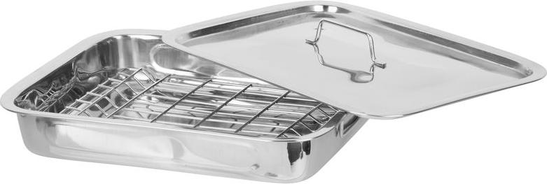 Backform MagicHome 38x28x6 cm, mit Grillrost und Deckel, Edelstahl