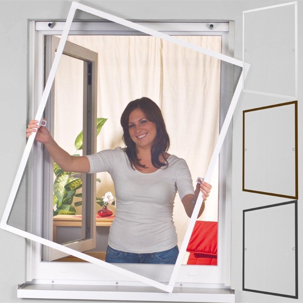 Diluma Insektenschutz Alu Fenster Comfort - stabiles Fliegengitter, Farbe:Braun, Maße:120 x 150 cm 27525