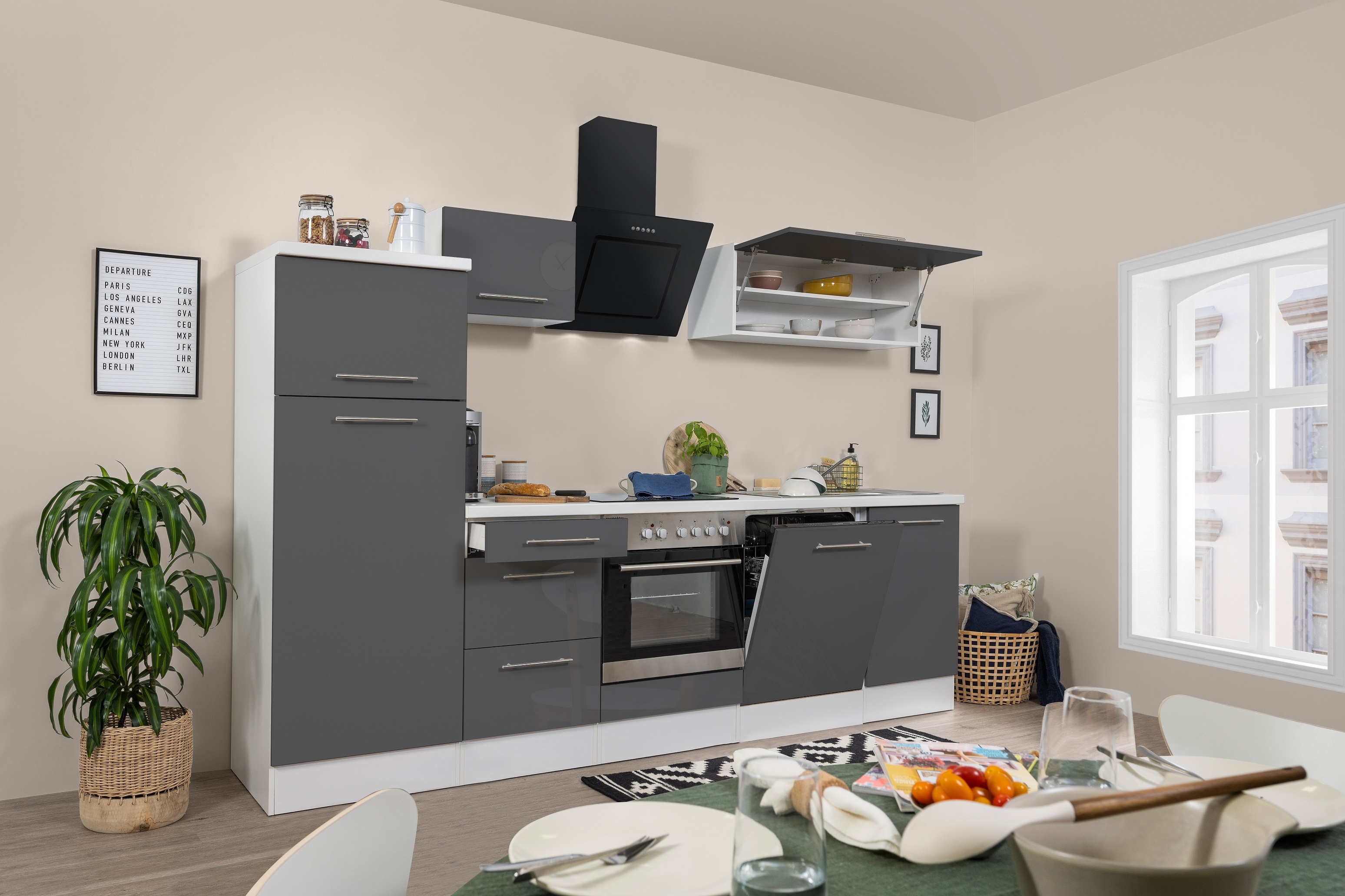 Küche Küchenzeile Küchenblock Weiß Grau Amanda 280 cm Respekta Premium RP280WGC