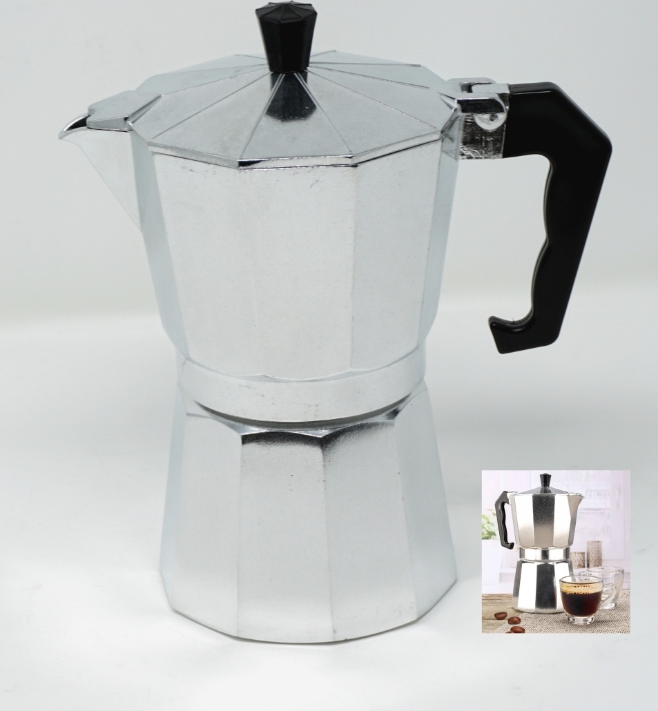 CBK-MS Espressokocher Espressokanne Aluminium 6 Tassen Espresso Mokkakanne Kaffeekocher