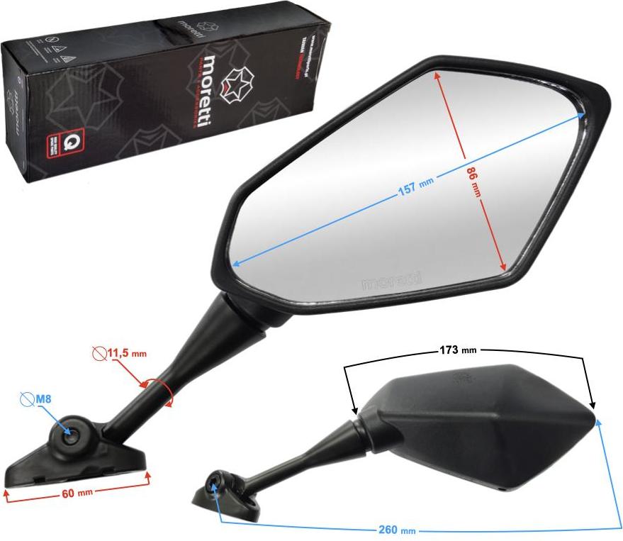 Moretti 1108 Spiegel für FR-Mopeds mit Homologation