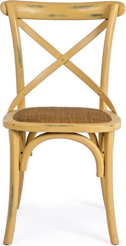 Stuhl Cross 50,5 x 52 x 87 cm Ulmenholz Rattan Beige