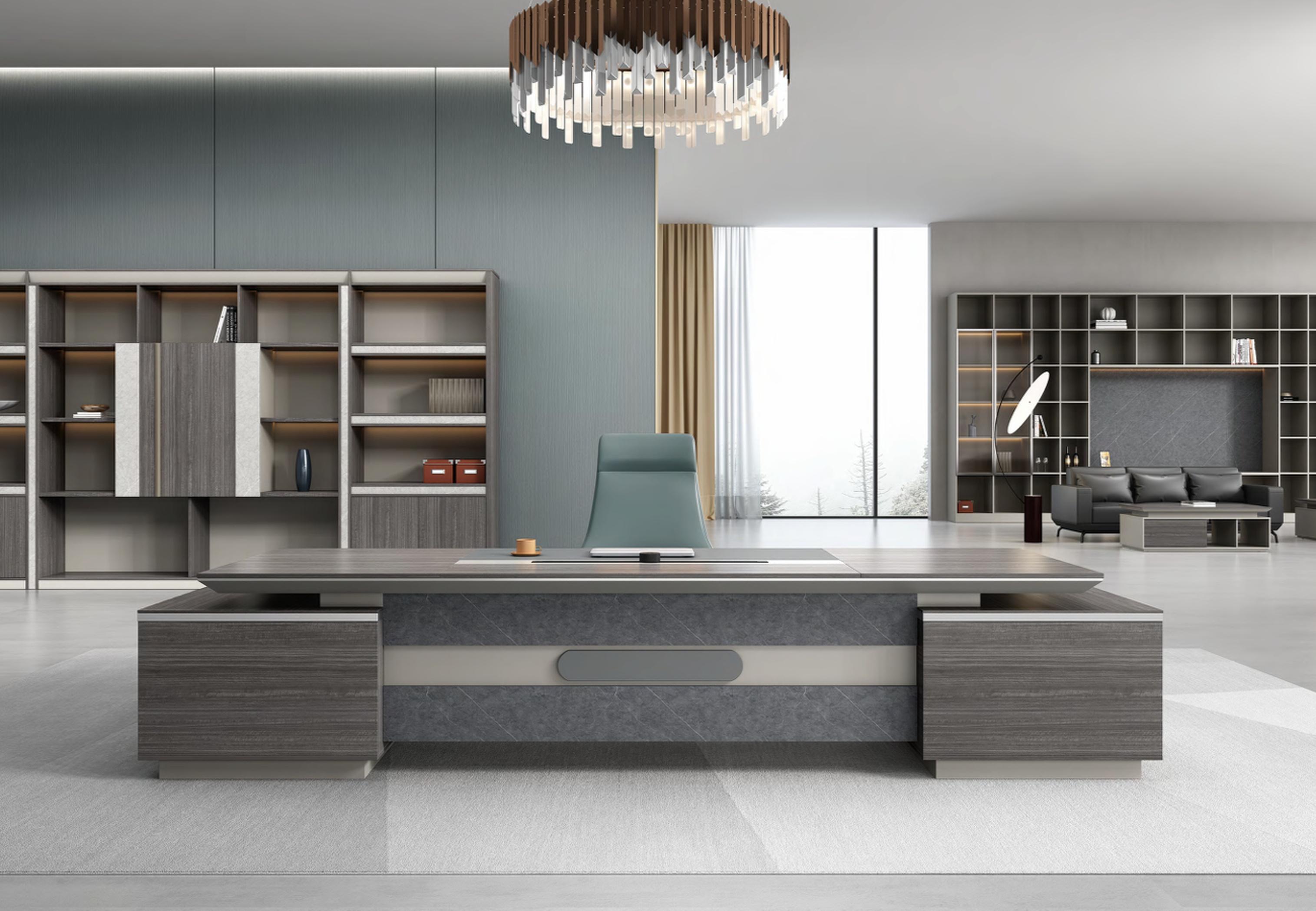 AEA Eleganter Chef-Schreibtisch in Grau – modern, großzügig und repräsentativ