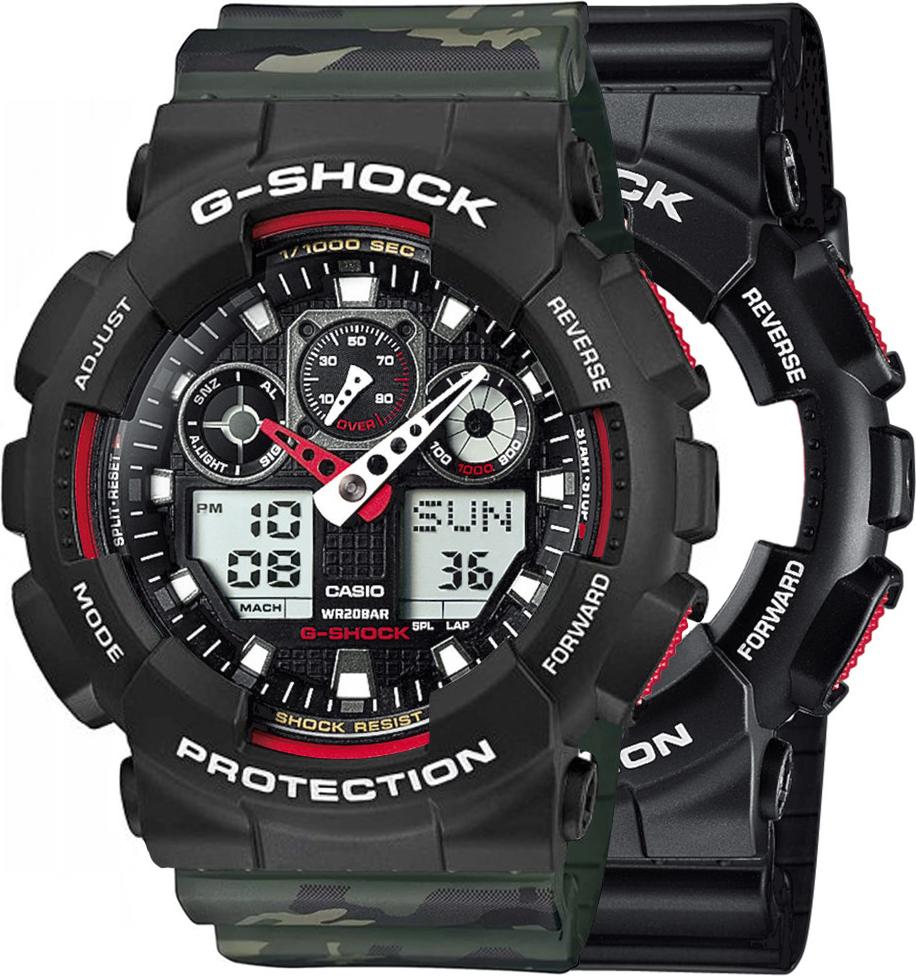 Hodinky Casio G-Shock SET GA-100-1A4ER + BEZEL 10508136 + BAND 10561429 20BAR