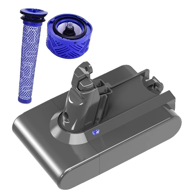 Akumulátorový vysávač, kompatibilný s Dyson V6 V7 V8 V10, dlhotrvajúci výkon, filter V6 6000 mAh