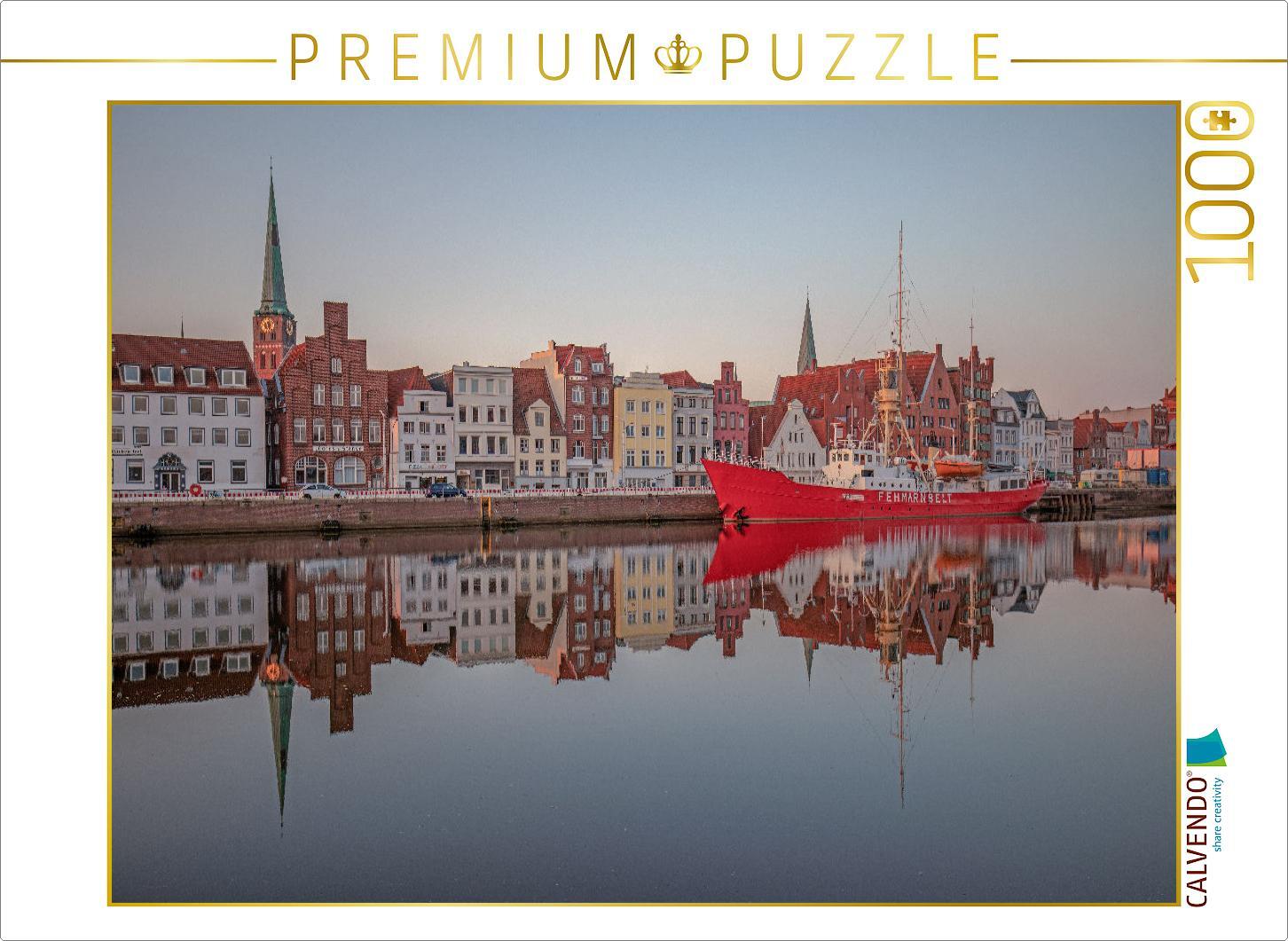 CALVENDO Puzzle Feuerschiff Fehmarnbelt an der Untertrave in Lübeck | 1000 Teile Lege-Größe 64x48cm Foto-Puzzle für glückliche Stunden