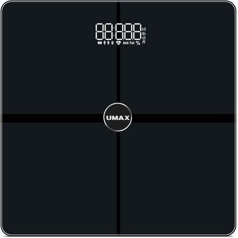 Umax-HiTi UMAX Smart Scale US30HRC/ 0,2 - 180 kg/ Bluetooth 4.0/ 15 Körperparameter (Herzfrequenz) / Englisch/ Schwarz