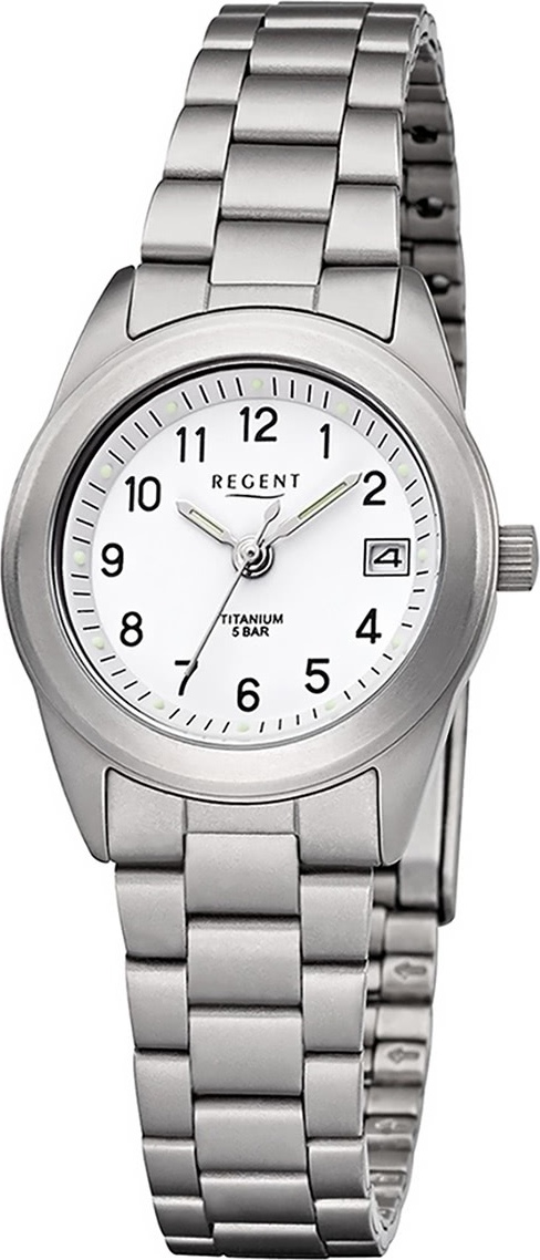 Regent kovové dámske hodinky F-258 analógové náramkové hodinky strieborné titánové hodinky D2URF258