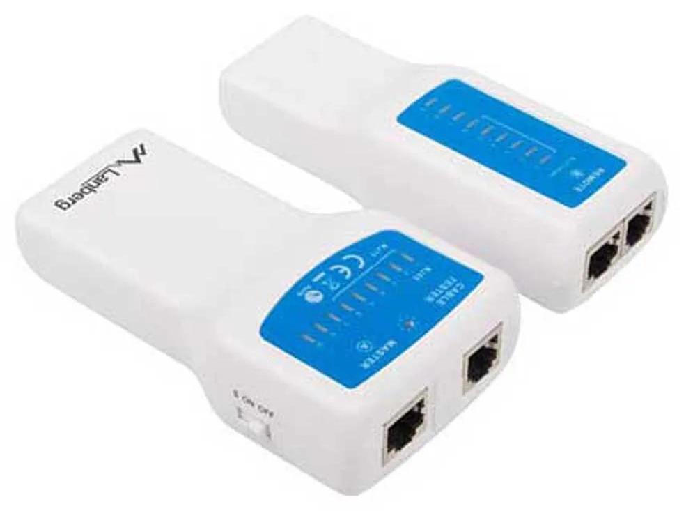 Lanberg NT-0402, PoE-Tester, RJ-11, RJ-45, PoE testing, Blau, Weiß