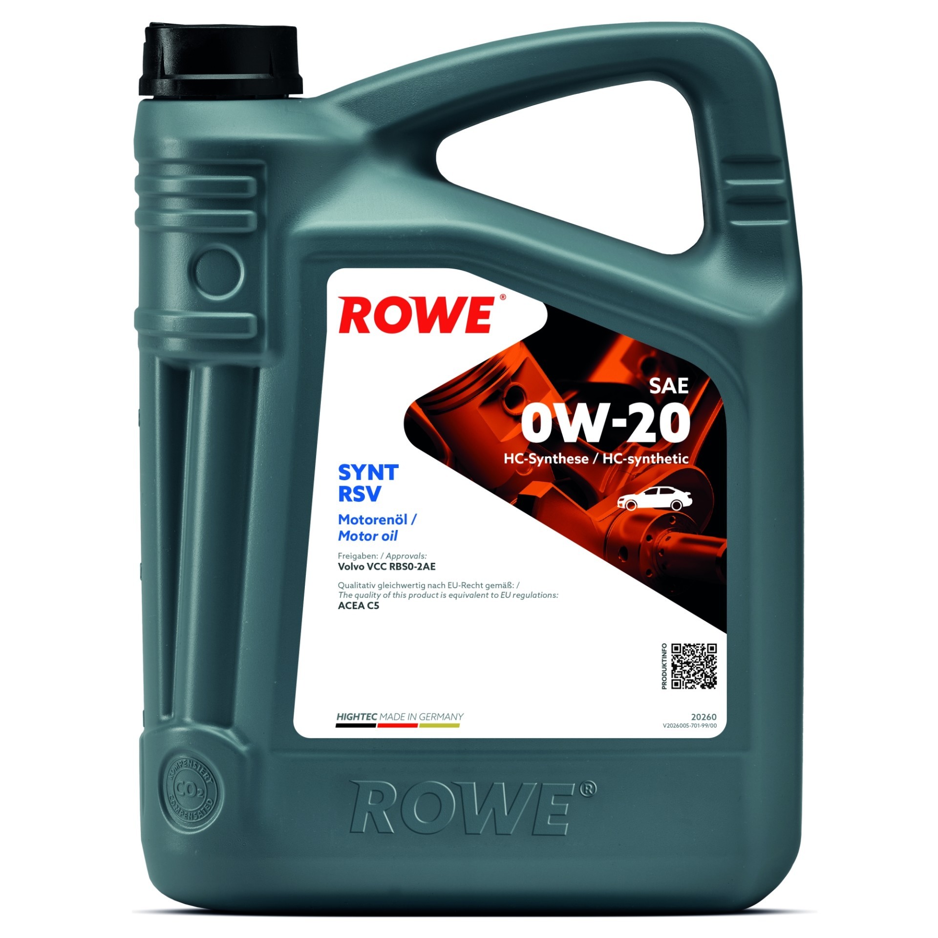 ROWE HIGHTEC SYNT RSV für 0W-20 5 Liter Motoröl Motorenöl HC Synthese VCC RBS0-2AE Öl 20260-0050-99