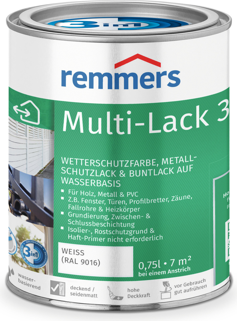 Remmers Multi-Lack 3in1 weiß (RAL 9016) 0,75 l, Lackfarbe 0000774401