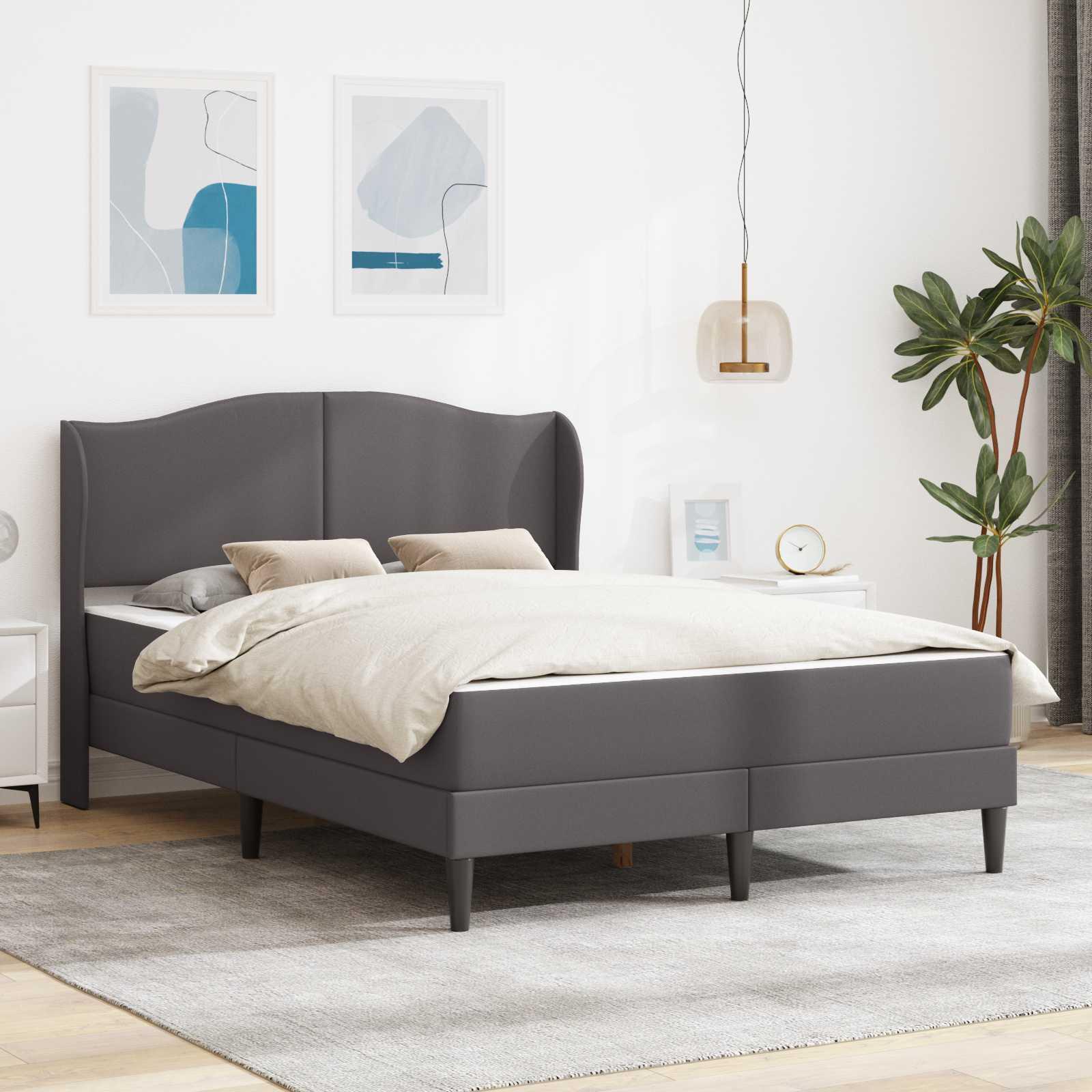 vidaXL Möbel Bettrahmen mit Kopfteil Grau 140 x 200 cm KunstlederKlassische Betten - Klassische Betten c4786 LL0000496091-VDLL-NEW26522