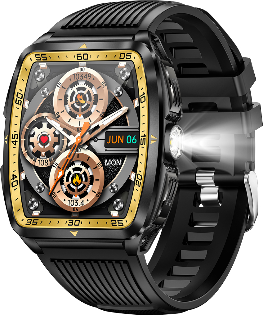 INF Smartwatch mit Herzfrequenz-, Blutdruck- und Blutsauerstoffmessung Gelb 365814