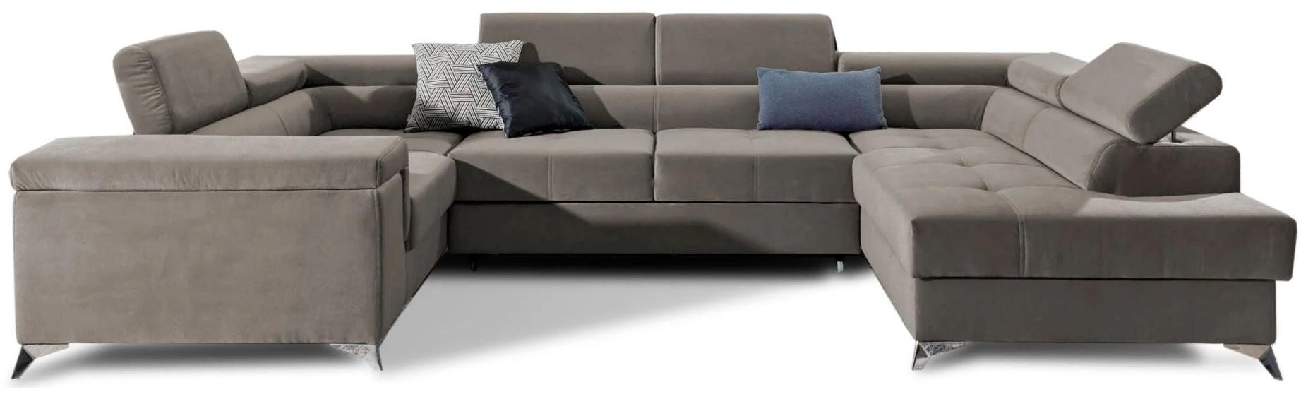VENETI Großzügiges U-förmiges Sofa SEREIA – grau-beige, echtes Design 162-01-02063