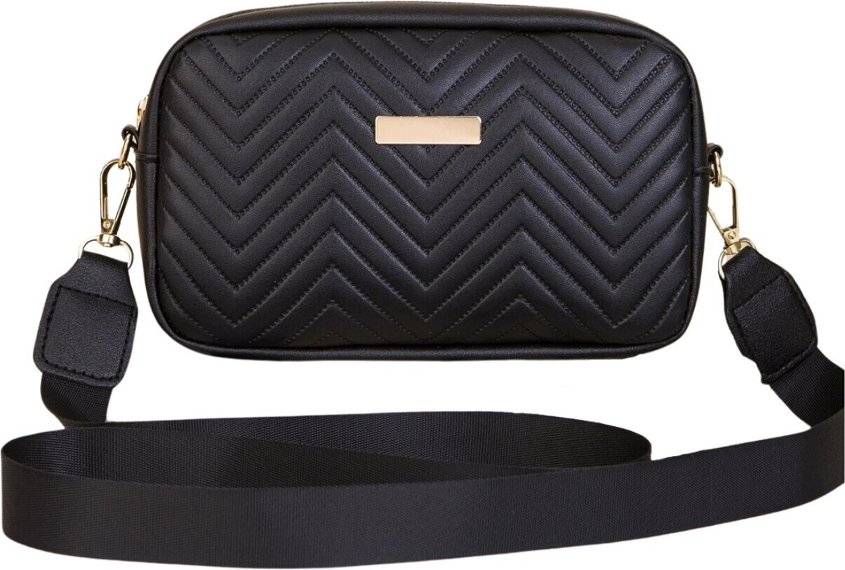 Edibazzar Schwarze Lederhandtasche Schultertasche Damen Tasche Kunstleder gesteppt