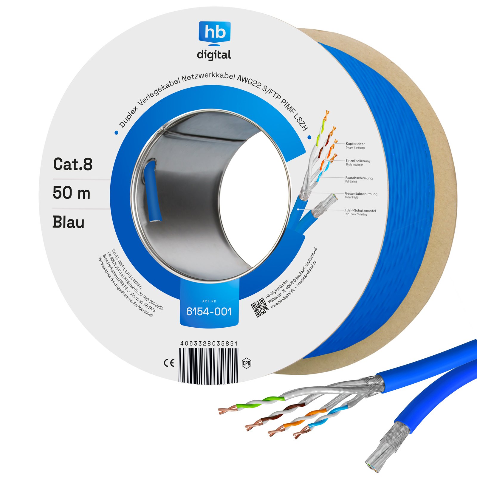 Câble Ethernet LAN Cat 8 RJ45,Câble Réseau SFTP Vitesse 40 Gbps-2000Mhz