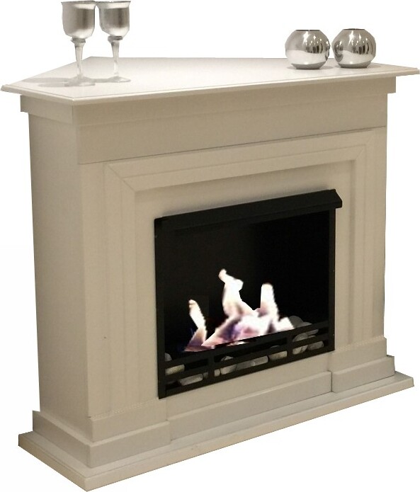 Krb na etanol Gélový krb Rohový krb Sporák model BRD XXXL kompletne vybavený vo vysokom lesku bielej farby s príslušenstvom