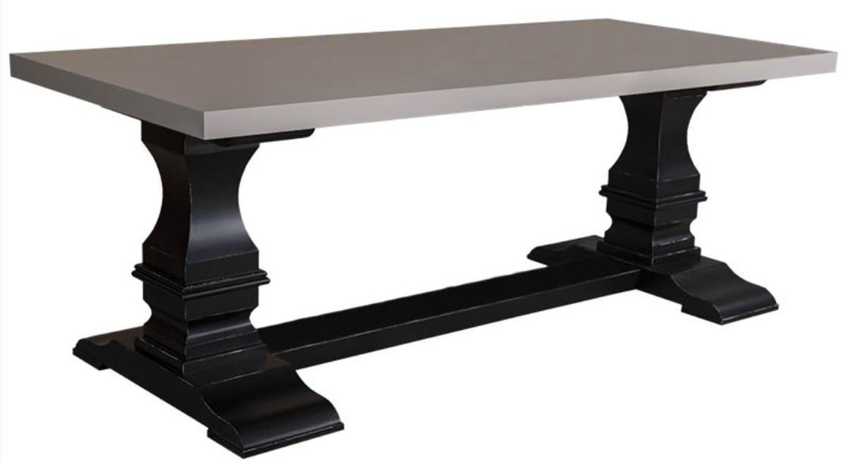 Casa Padrino Landhausstil Küchentisch Grau / Antik Schwarz 210 x 90 x H. 78 cm - Esstisch im Landhausstil